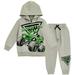Monster Jam Toddler Boys Hoodie and Jogger Pants Outfit Set Light Gray 3T