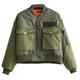 Wyongtao Women s Motorcycle Crop Jacket Quilted Jacket Long Sleeve Zip up Bomber Jacket with Pockets Army Green S