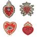 4 Style Heart Shape Cloth Patches Sew on Appliques with Rhinestone Beads Love Heart Rhinestone Beaded Appliques Red Heart Theme Embroidery Patches for Clothes Dress Hat Jeans DIY Decor