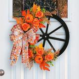 Ikohbadg Artificial Fall Wreath for Front Door - Featuring Flowers Pumpkin and Berries Hydrangea Door Wreath for Outside Halloween and Thanksgiving Suitable as Outdoor Decor