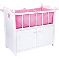 Small Foot Puppenbett mit Schrank aus Holz, Bettwäsche und Bettumrandung, ab 3 Jahren, 2875, Weiß Rosa