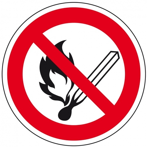 Schild I Verbotsschild Keine offene Flamme, Feuer, offene Zündquelle, Kunststoff, Ø400mm, ASR A1.3, DIN EN ISO 7010 P003 Image