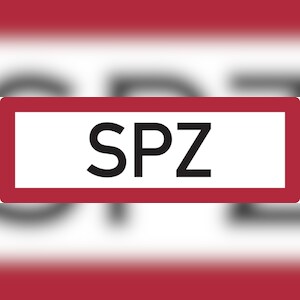 Feuerwehrschild, SPZ (Sprinklerzentrale) - DIN 4066 - 297x105x0.45 mm Aluminium geprägt Image