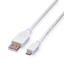 VALUE USB 2.0 Kabel, USB A ST - Micro USB B ST, weiß, 0,8 m Image