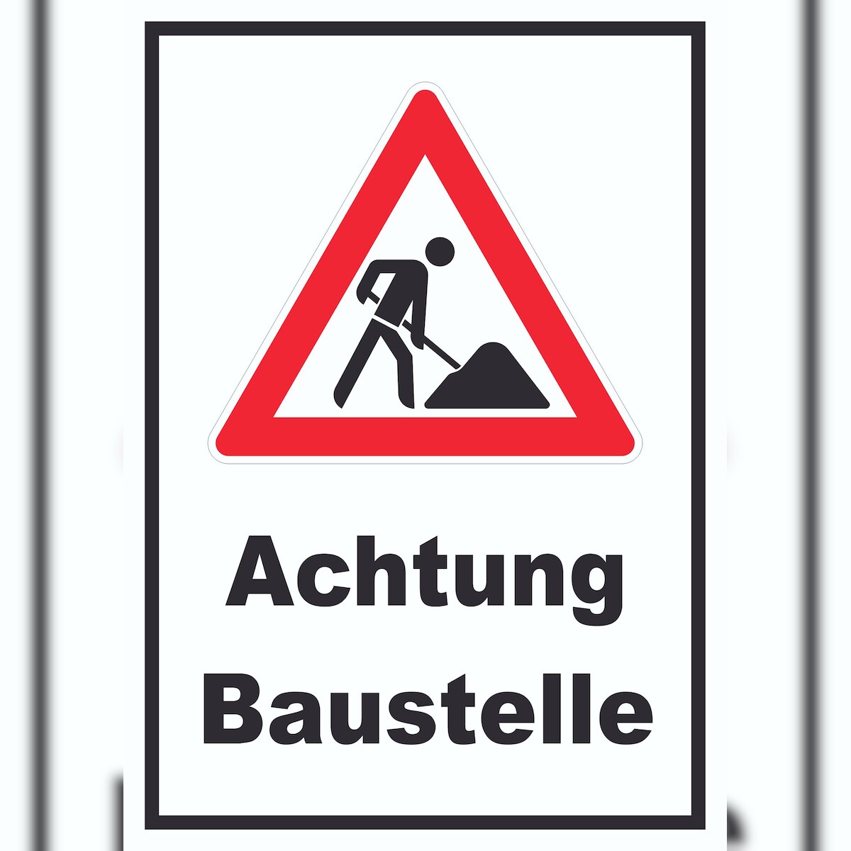 Achtung Baustelle Schild Arbeitsstelle A4 Rückseite selbstklebend Image