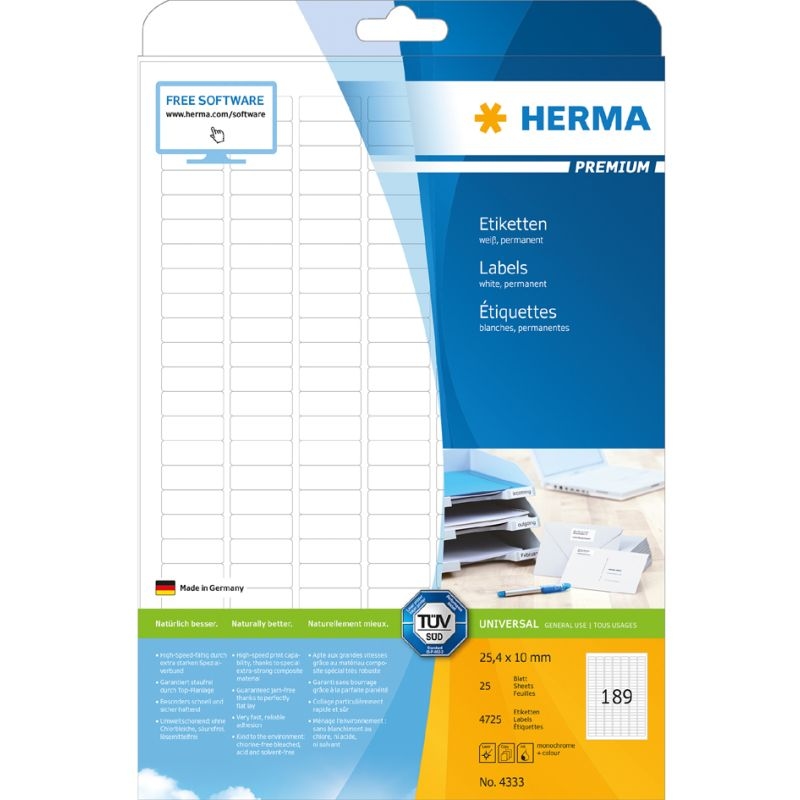 HERMA Universal-Etiketten PREMIUM, 38,1 x 21,2 mm, weiß Image