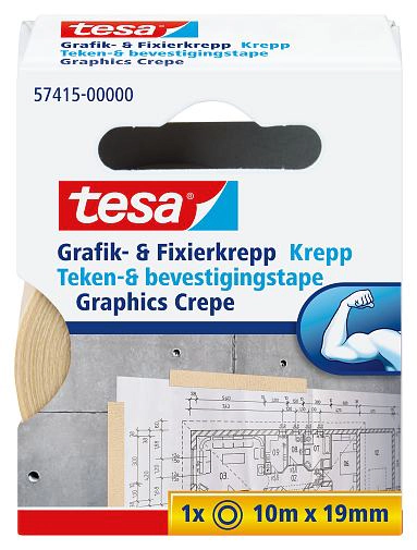tesa Grafik- und Fixierkrepp, rückstandsfrei ablösbar, 10m x 19mm / 120 Rollen Image