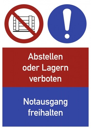 Schild Notausgang freihalten ..., Kombischild, Alu, 262x371 mm Image