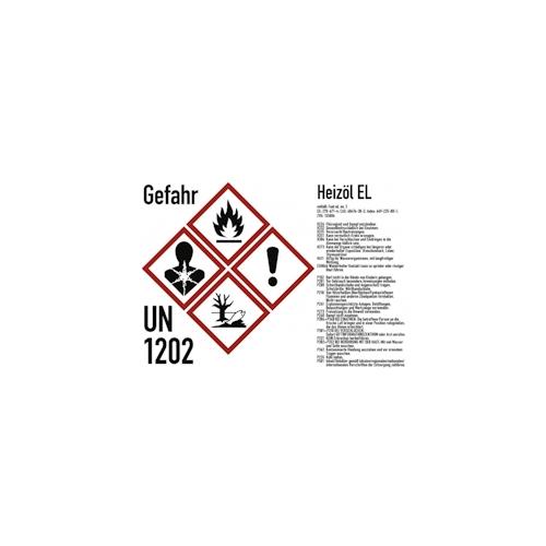 Gefahrstoffkennzeichnung Heizöl nach GHS, Folie, 105×74 mm, Idx 2019