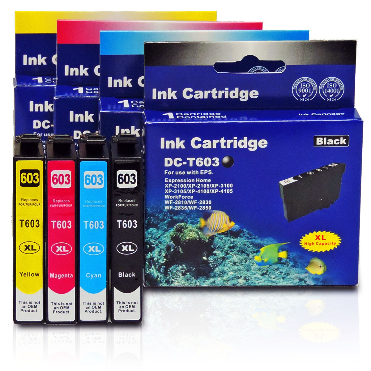 4er Set D&C Tinte für Epson WorkForce WF-2870 DWF Druckerpatronen kompatibel WF-2870DWF Drucker Image