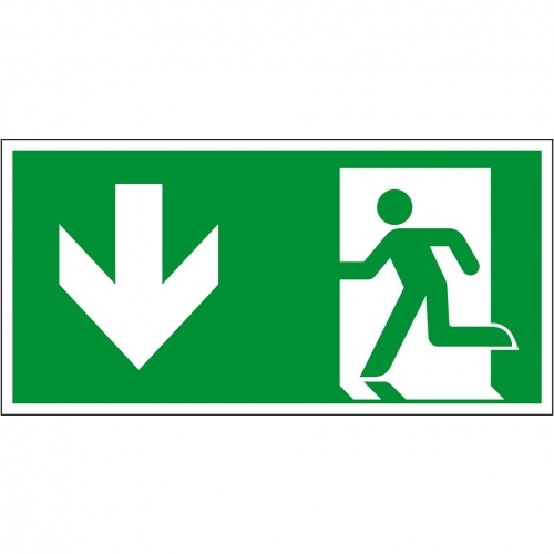 Schild I Rettungszeichen Notausgang, Aluminium, 400x200mm, ASR A1.3, DIN EN ISO 7010 E001 Image