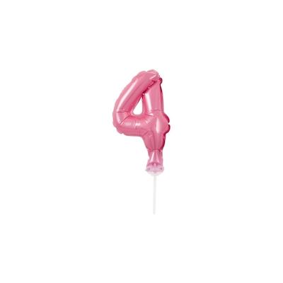 Kuchendeko Mini Folienballon rosa Zahl 4