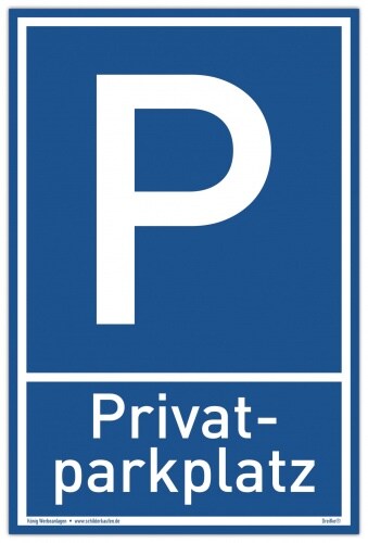 Schild Privat Parkplatz blau | stabiles Alu Schild mit UV-Schutz 20 x 30 cm Image