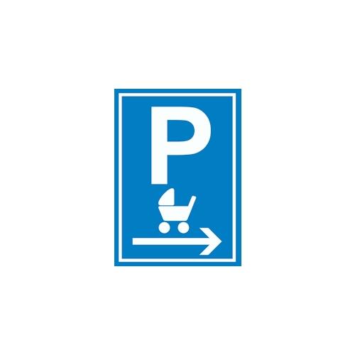 Kinderwagen Parkplatz rechts Schild A3 (297x420mm)