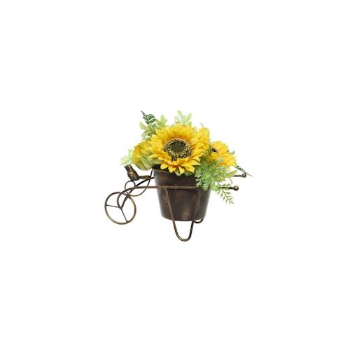 Sonnenblumen im Topf Kunstblumen Topfpflanze Dekoblumen H: 23cm gelb