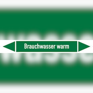 Rohrleitungskennzeichnung, "Brauchwasser warm" - 187x26 mm Folie selbstklebend Image