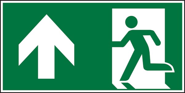 Rettungszeichen, Notausgang geradeaus - ASR A1.3 (DIN EN ISO 7010) - 400x200x1.5 mm Kunststoff nachleuchtend Image