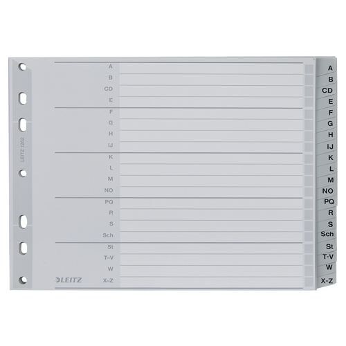 Leitz A - Z A-Z Register DIN A5 Grau 20-teilig PP (Polypropylen) 7 Löcher 1262 Image