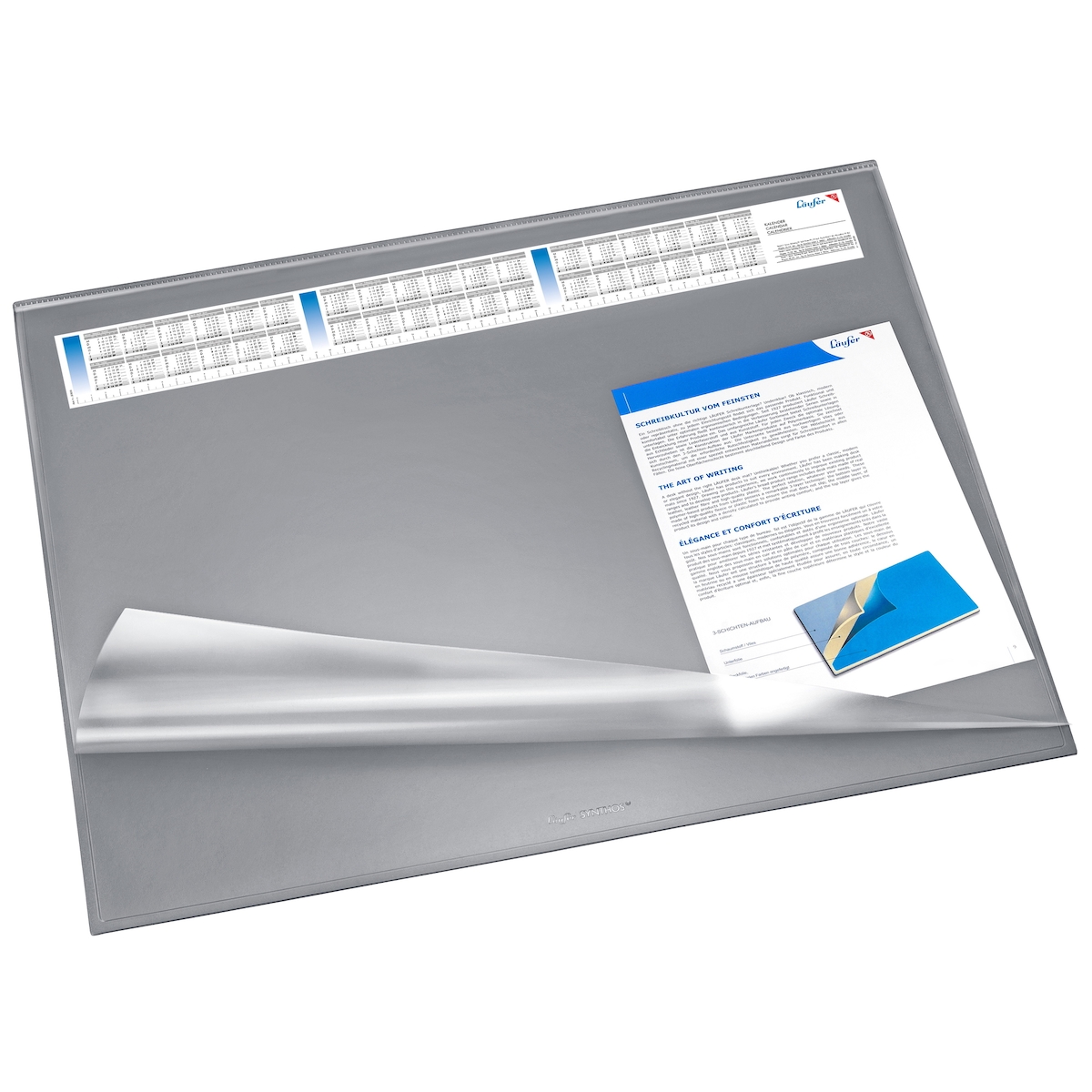 Läufer Schreibunterlage Synthos Vollsichtfolie 65x52cm grau Image