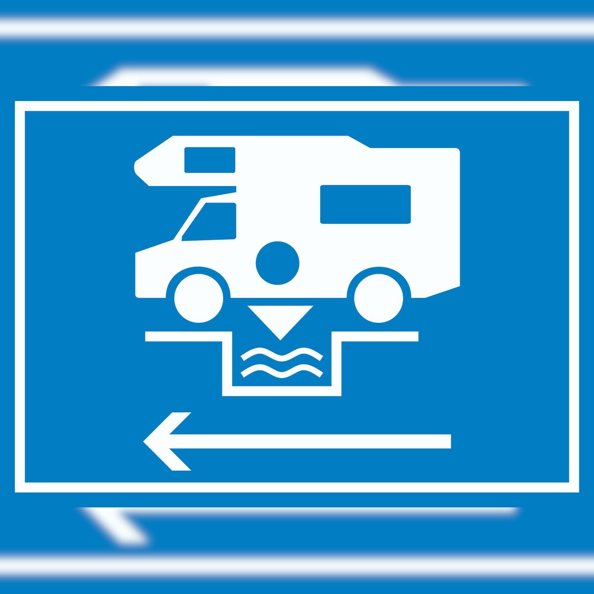 Entsorgungsstation Chemietoilette Pfeil links Schild A4 Rückseite selbstklebend Image