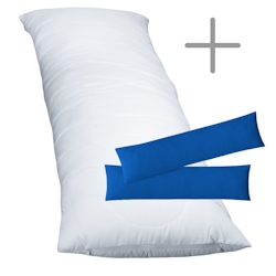 EXKLUSIV HEIMTEXTIL 1 x Füllkissen 40x80 cm + Jersey Kissenbezug 2er Set 40 x 80 cm Royalblau Image