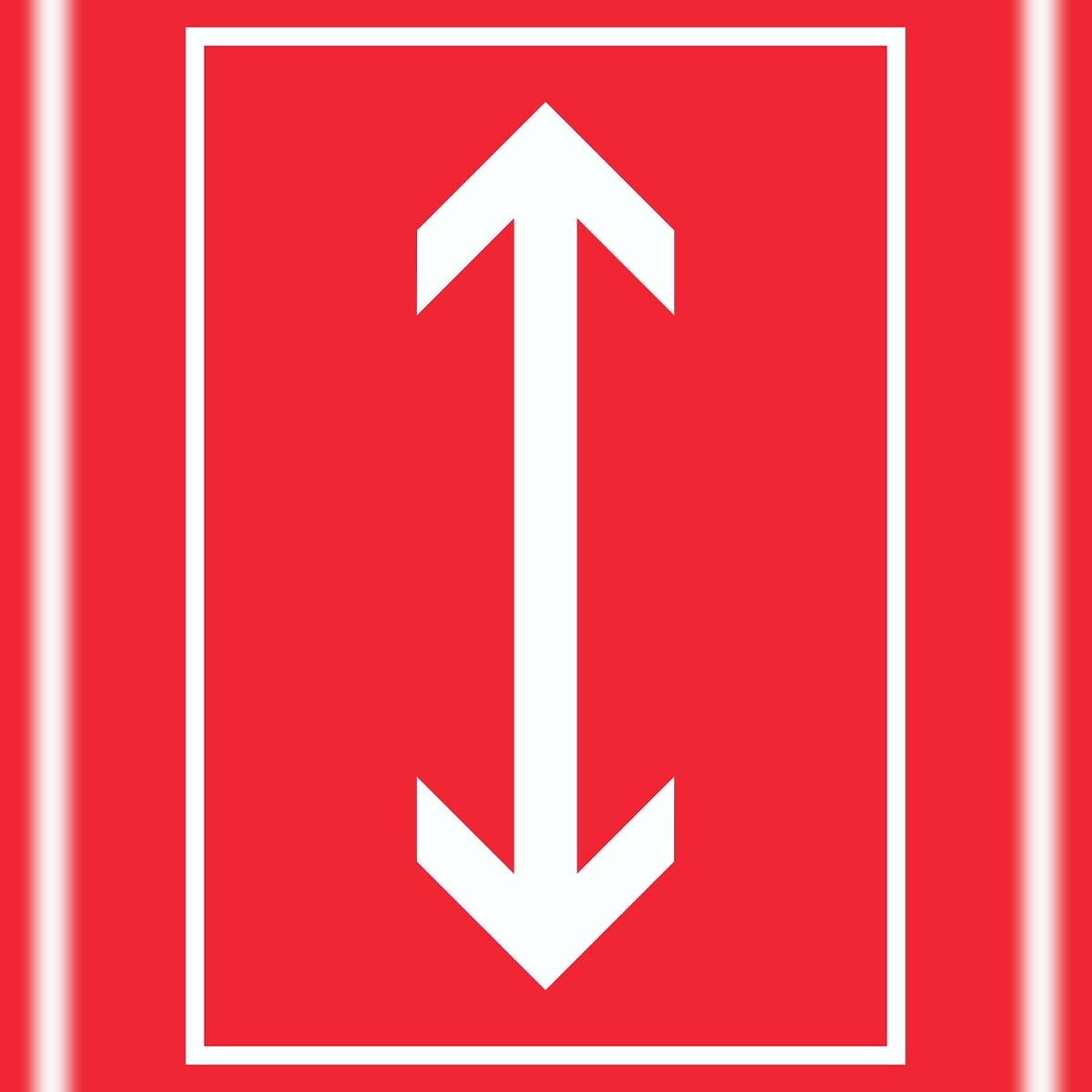 Richtungspfeil hoch runter Schild hochkant weiss rot Pfeil A6 Rückseite selbstklebend Image