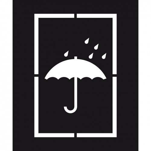 Schild I Sprühschablone Verpackungskennzeichen Vor Nässe schützen, weiß, Kunststoff, 150x180mm, DIN EN ISO 780 Image