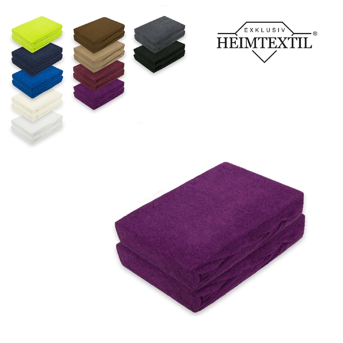 EXKLUSIV HEIMTEXTIL Doppelpack Frottee Spannbettlaken Premium Lila 60 - 70 x 140 cm Image