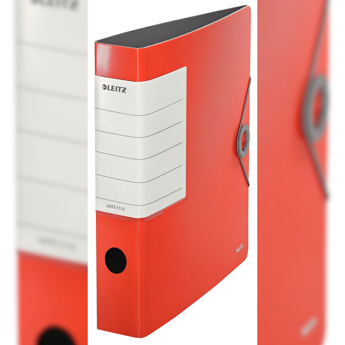 LEITZ Ordner Solid A4, 62mm Rücken, rot, 180° Ordner Präzisionsmechanik. Sichttasche am Rücken, Gummibandverschluss Image
