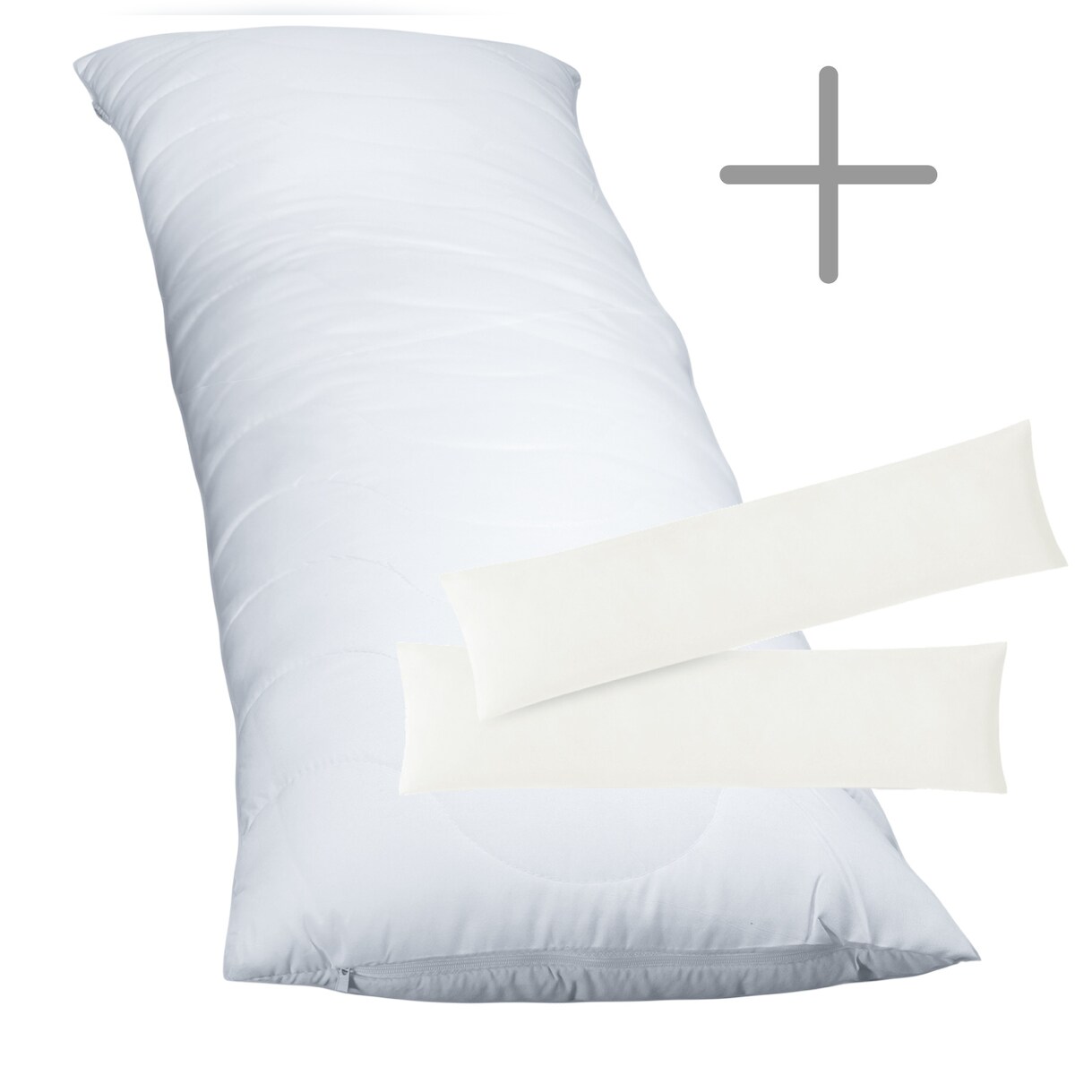 EXKLUSIV HEIMTEXTIL 1 x Füllkissen 40x80 cm + Jersey Kissenbezug 2er Set 40 x 80 cm Weiss Image