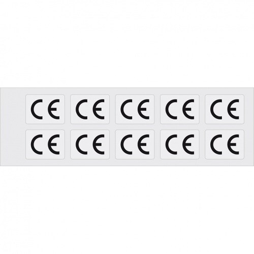 Aufkleber I CE-Zeichen, RoHS konform, rechteckig, weiß/schwarz, Folie, selbstklebend, 20x15mm, 10/Bogen Image