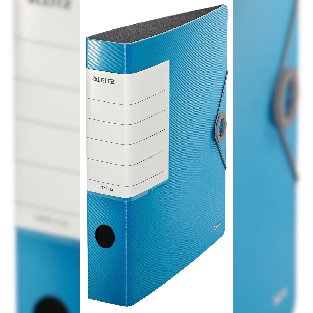 LEITZ Ordner Solid A4, 62mm Rücken, blau, 180° Ordner Präzisionsmechanik. Sichttasche am Rücken, Gummibandverschluss Image