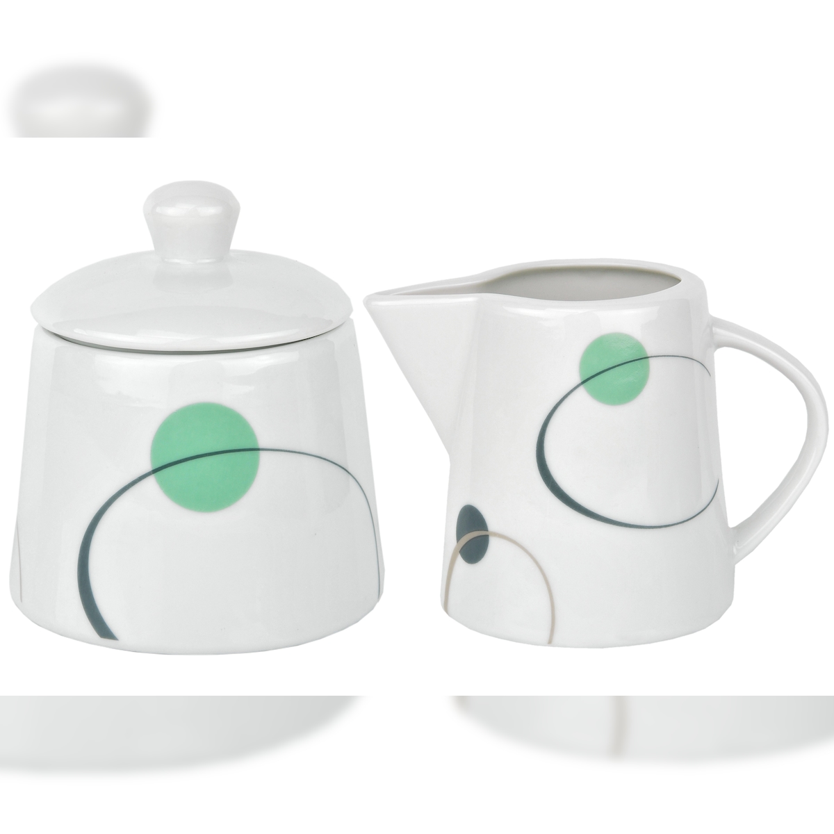 Kaffeeergänzungsset Milchkännchen 22cl & Zuckerdose 30cl Corona Porzellan weiß mit Dekor Image