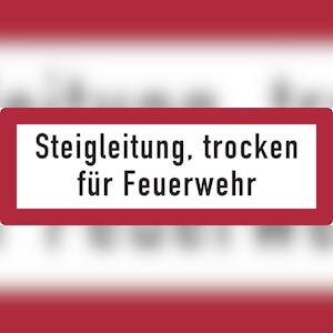 Feuerwehrschild, Steigleitung, trocken für Feuerwehr - DIN 4066 - 297x105x0.45 mm Aluminium geprägt Image