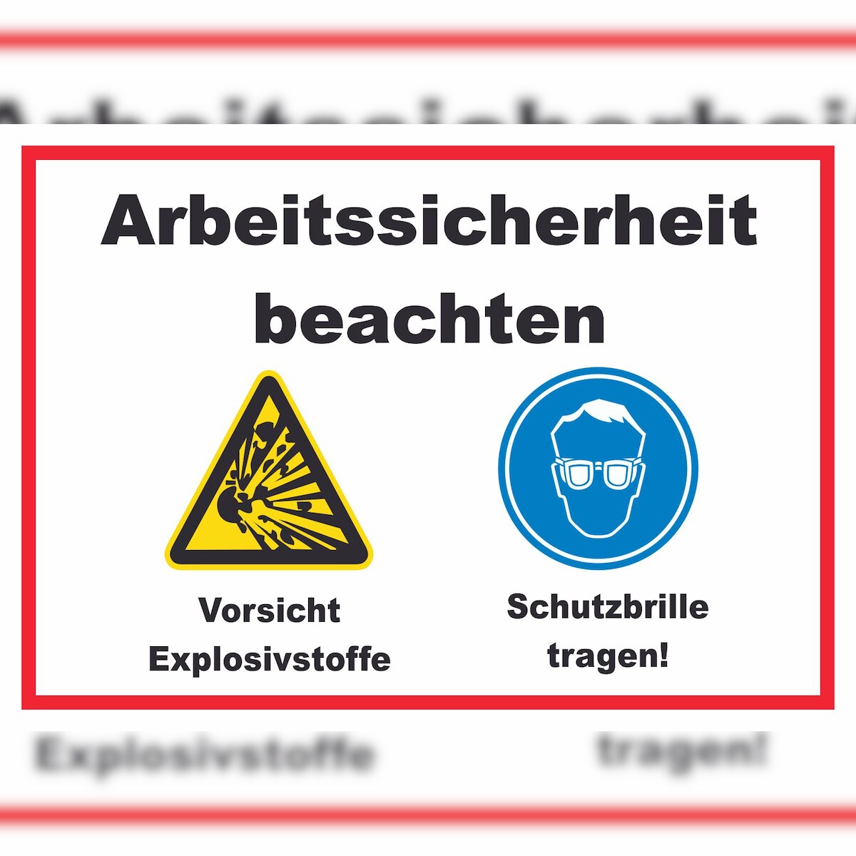 Arbeitssicherheit Explosionsstoffe Schutzbrille Schild A3 (297x420mm) Image