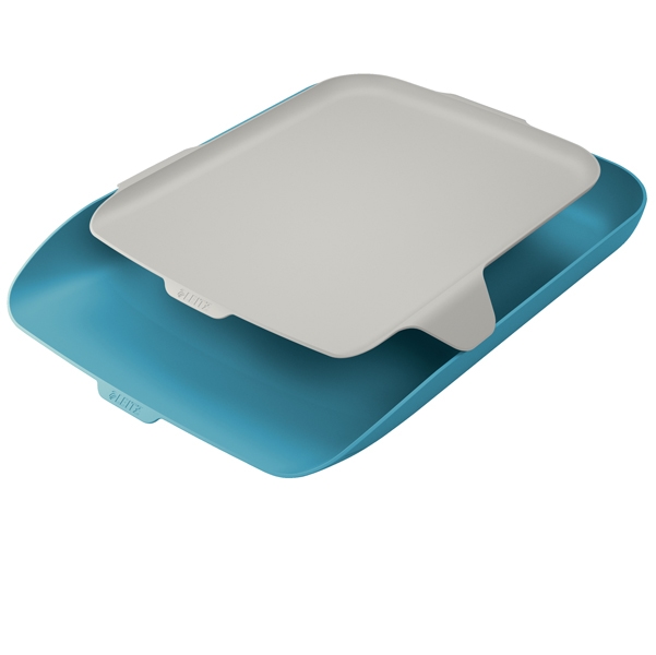LEITZ Briefkorb Cosy A4, blau mit Organiser in hellgrau, 268 x 43 x 358 mm Image