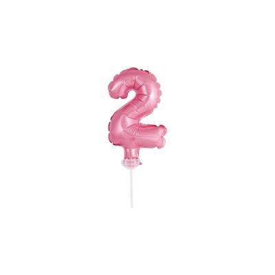 Kuchendeko Mini Folienballon rosa Zahl 2
