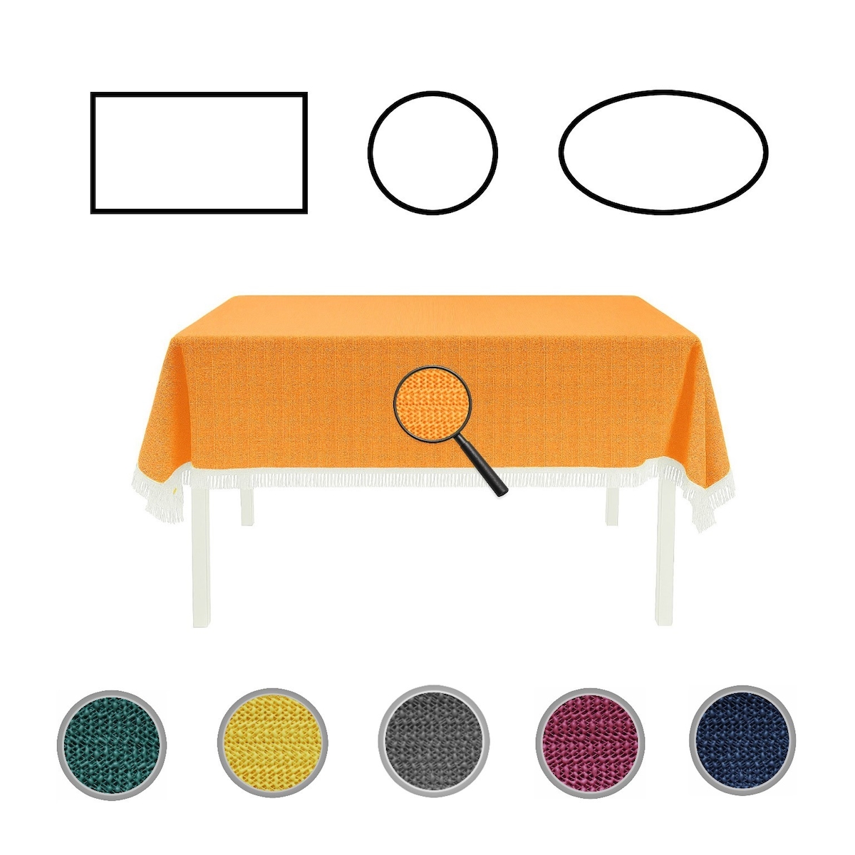 EXKLUSIV HEIMTEXTIL Gartentischdecke mit Fransen Tischdecke rund oval eckig Classic 110x140 cm eckig orange Image