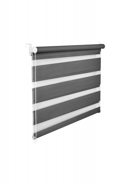 Doppelrollo Duorollo 60 cm breit 150 cm lang grafit inkl. Seilzug Fensterrollo Klemmrollo Jalousie Image
