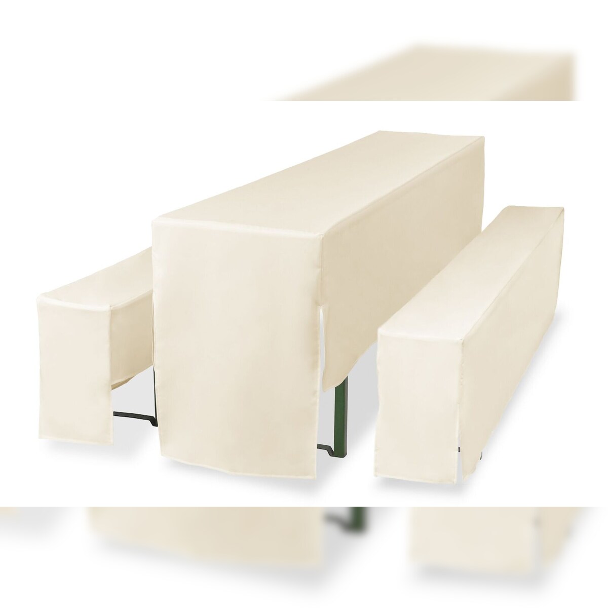 TexDeko Hussen für Bierzeltgarnitur 3TLG Set Premium PRO Blickdicht Biertischhussen 220cm (Tischbreite: 50cm, Creme) Image