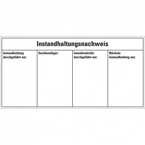 Instandhaltungsnachweis Feuerlöscher, DIN 14406-4, Folie, ablösbar, 120x60mm, 4/Bogen Image