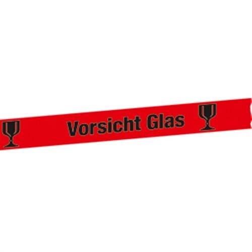Aufkleber Packband Vorsicht Glas, Folie, 50 mm x 66 m Image