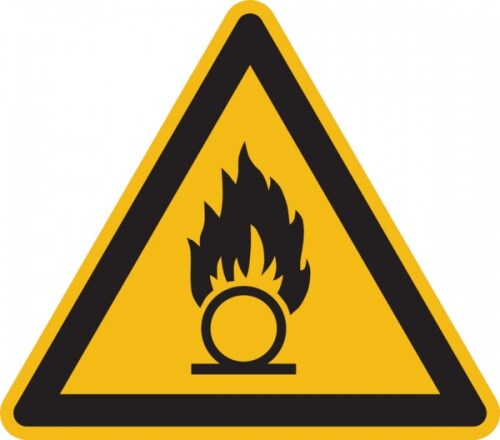 König Werbeanlagen Warnschild, Warnung vor brandfördernden Stoffen W028 - ASR A1.3 (DIN EN ISO 7010) - 100 mm Folie selbstklebend Image