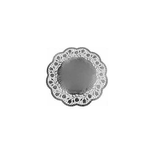 8x Deko-Tortenspitzen rund silber O 36 cm
