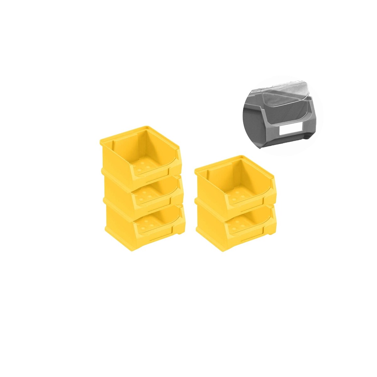 PROREGAL 5x Gelbe Sichtlagerbox 1.0 mit Abdeckung | HxBxT 6x10x10cm | 0,4 Liter | Sichtlagerbehälter, Sichtlagerkasten Image