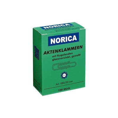 Aktenklammer Norica, 50mm, gewellt, mit Kugelenden, verzinkt, VE = 1 Schachtel = 100 Stück