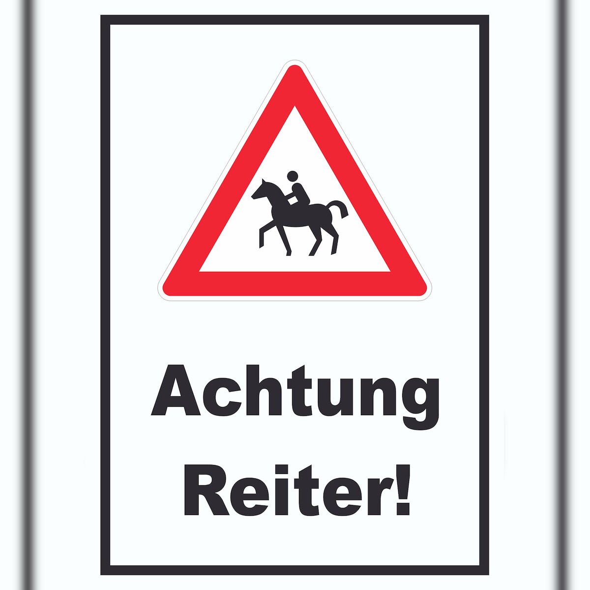 Achtung Reiter Schild A6 Rückseite selbstklebend Image