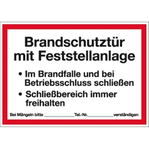 Aufkleber Brandschutztür mit Feststellanlage..., Folie, 297x210 mm Image
