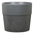 Scheurich Groove+ 30, Pflanzgefäß / Pflanzkübel, rund, Farbe: Carbon, hergestellt mit recyceltem Kunststoff, für den Außenbereich
