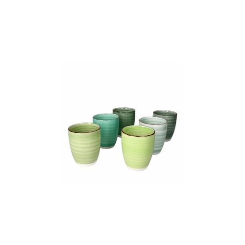 6er Set Kaffeebecher ohne Henkel Green Baita